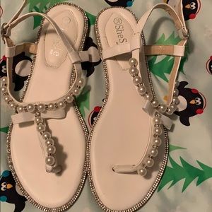 White pearl sandals